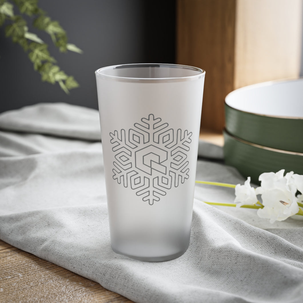 Quantic Snowflake Frosted Pint Glass, 16oz
