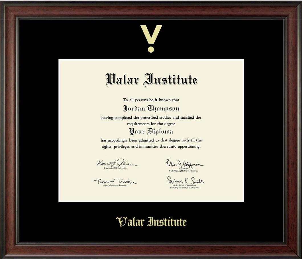 Valar Gold Embossed Diploma Frame in Studio