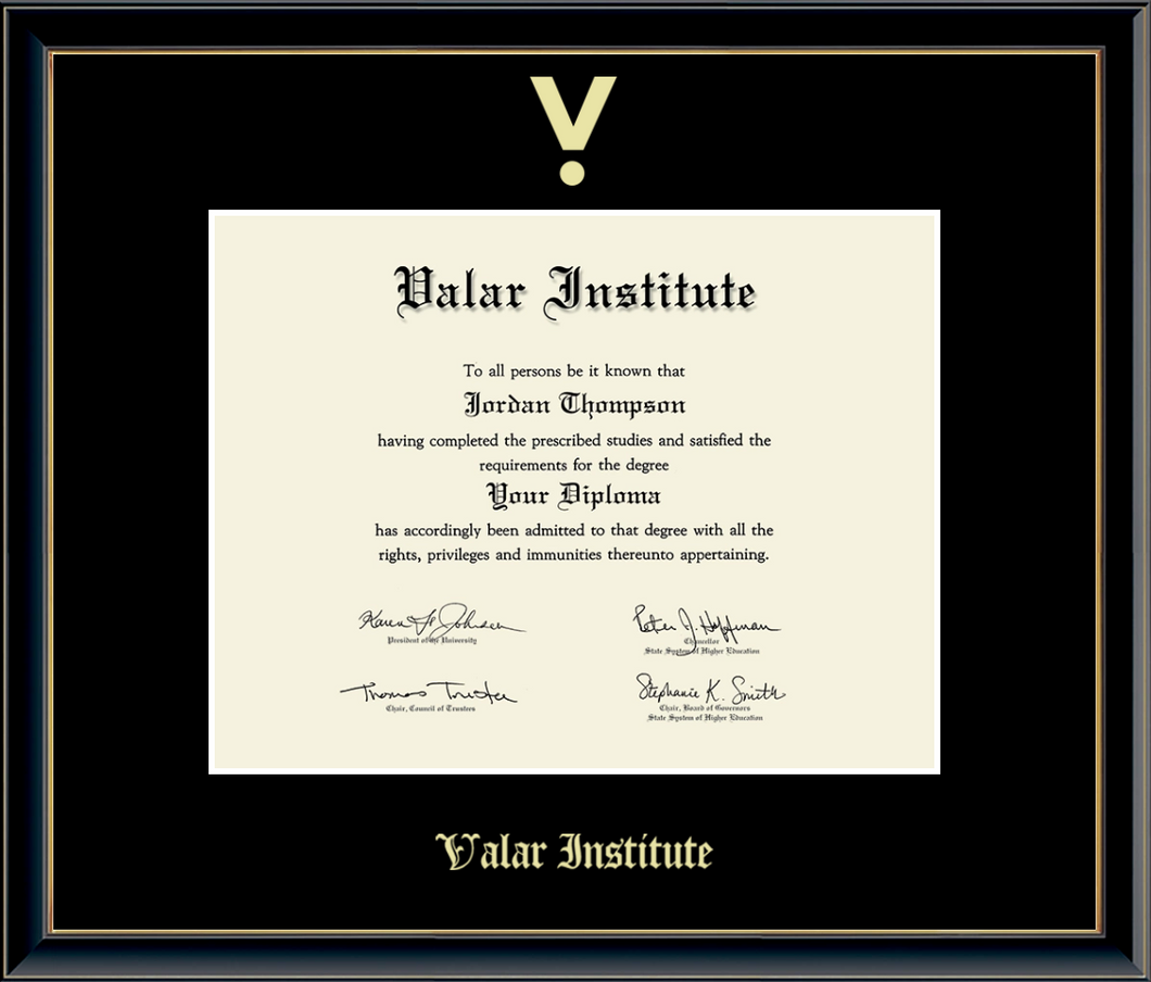 Valar Gold Embossed Diploma Frame in Onexa Gold